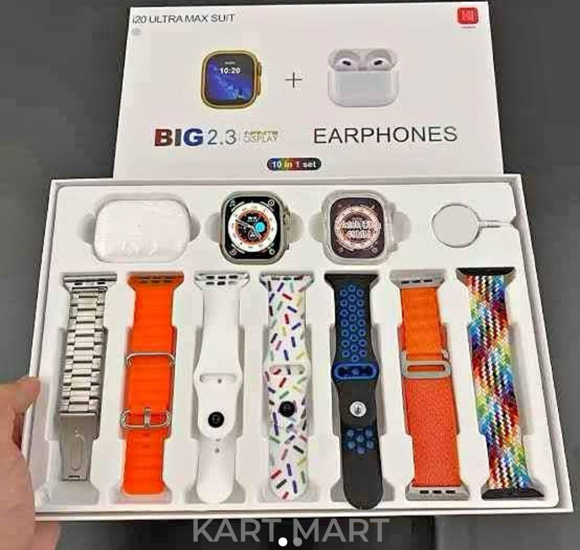 I20 Ultra Max Suit β Smartwatch with 7+1 Accessories & Wireless Earbuds
