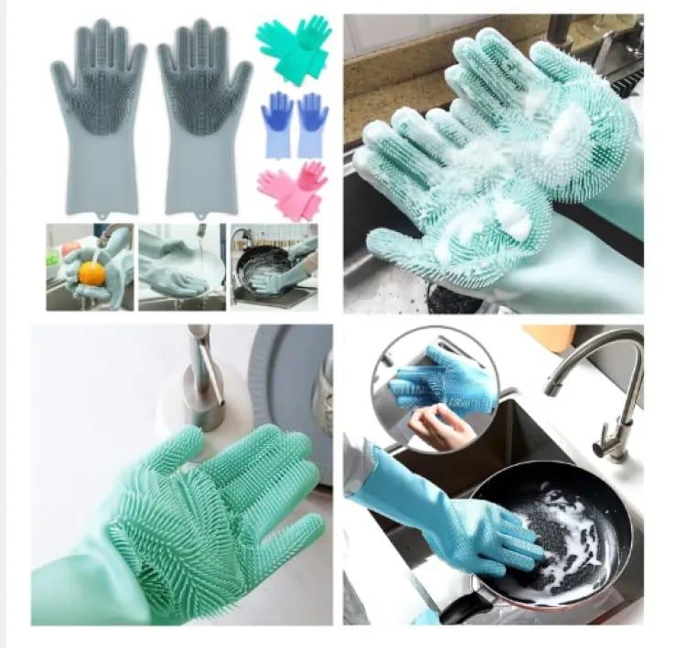 Multipurpose Silicone Cleaning Gloves with Scrubber