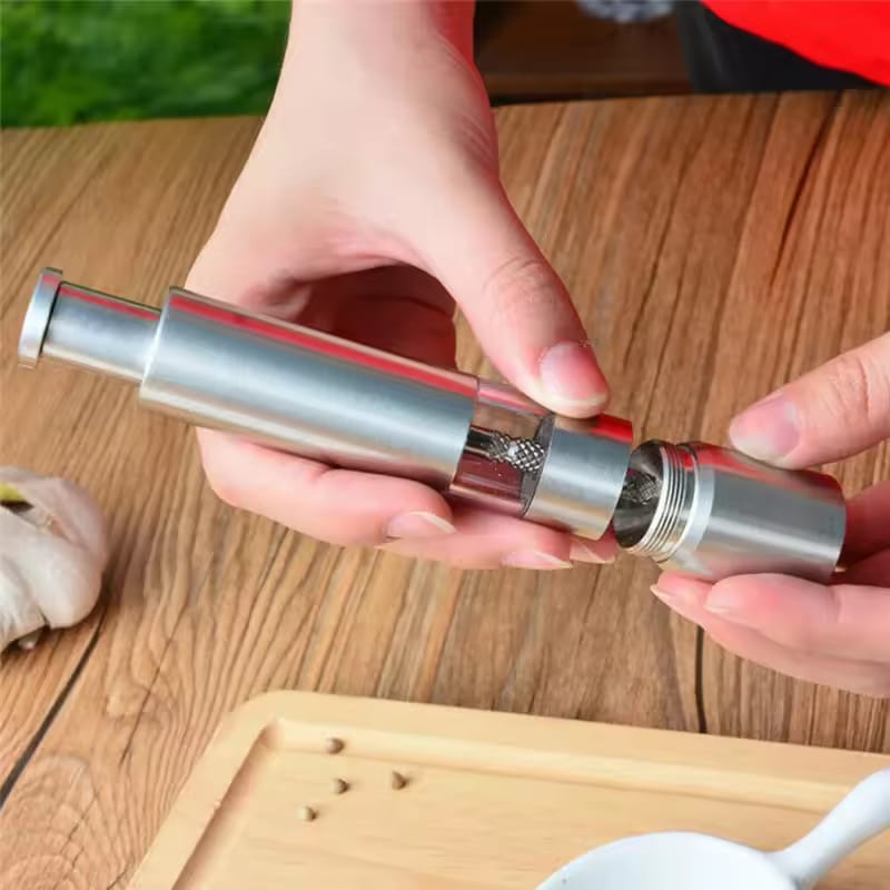Manual Salt and Pepper Grinder Thumb Push Stainless Steel