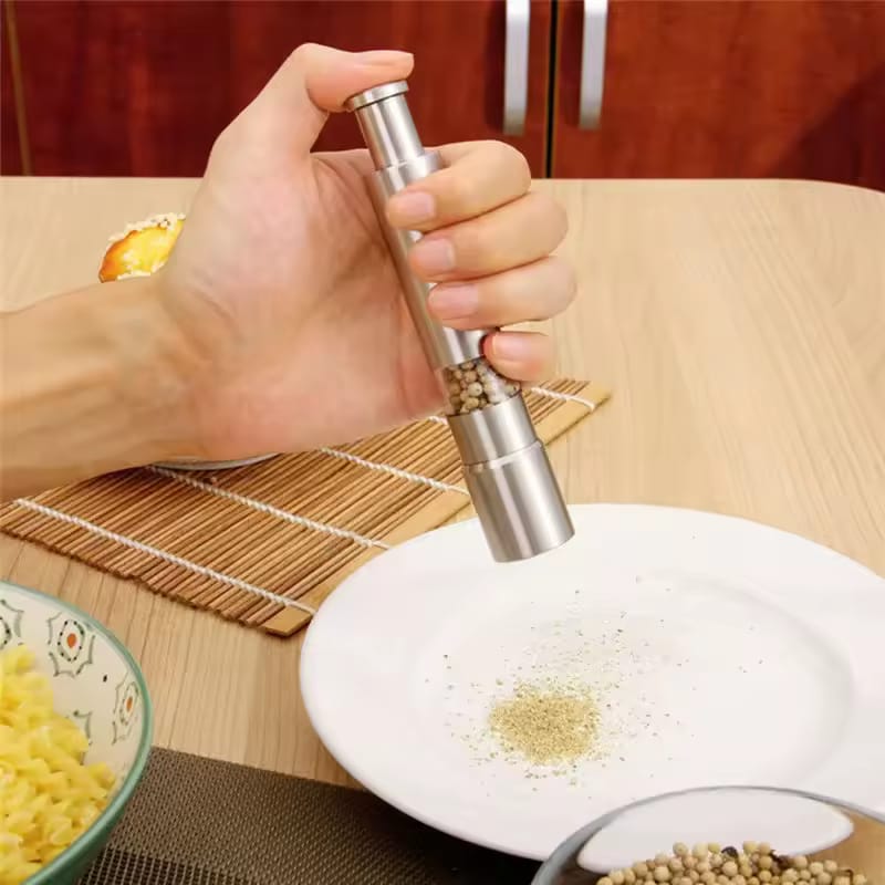 Manual Salt and Pepper Grinder Thumb Push Stainless Steel