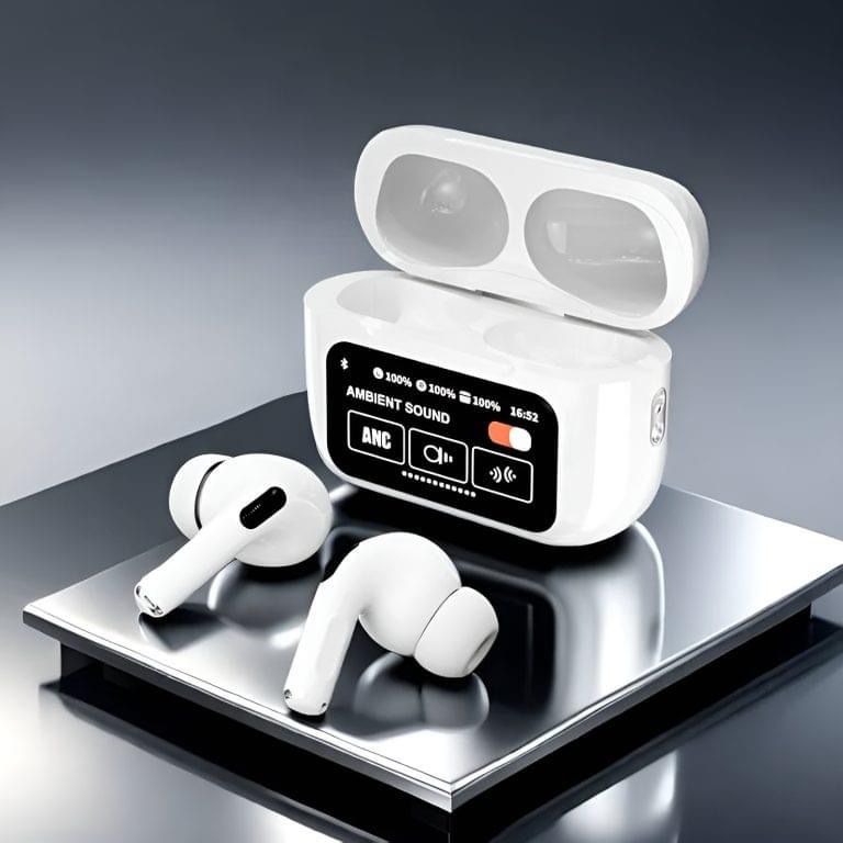 A9 Pro AirPods – LED Screen Edition (White | Box Packed)