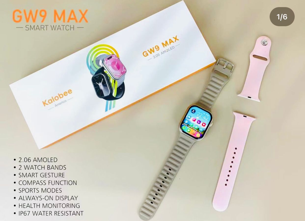 Kalobee GW9 Max Smartwatch – Always On Display | 2 Straps | NFC | Wearin OS