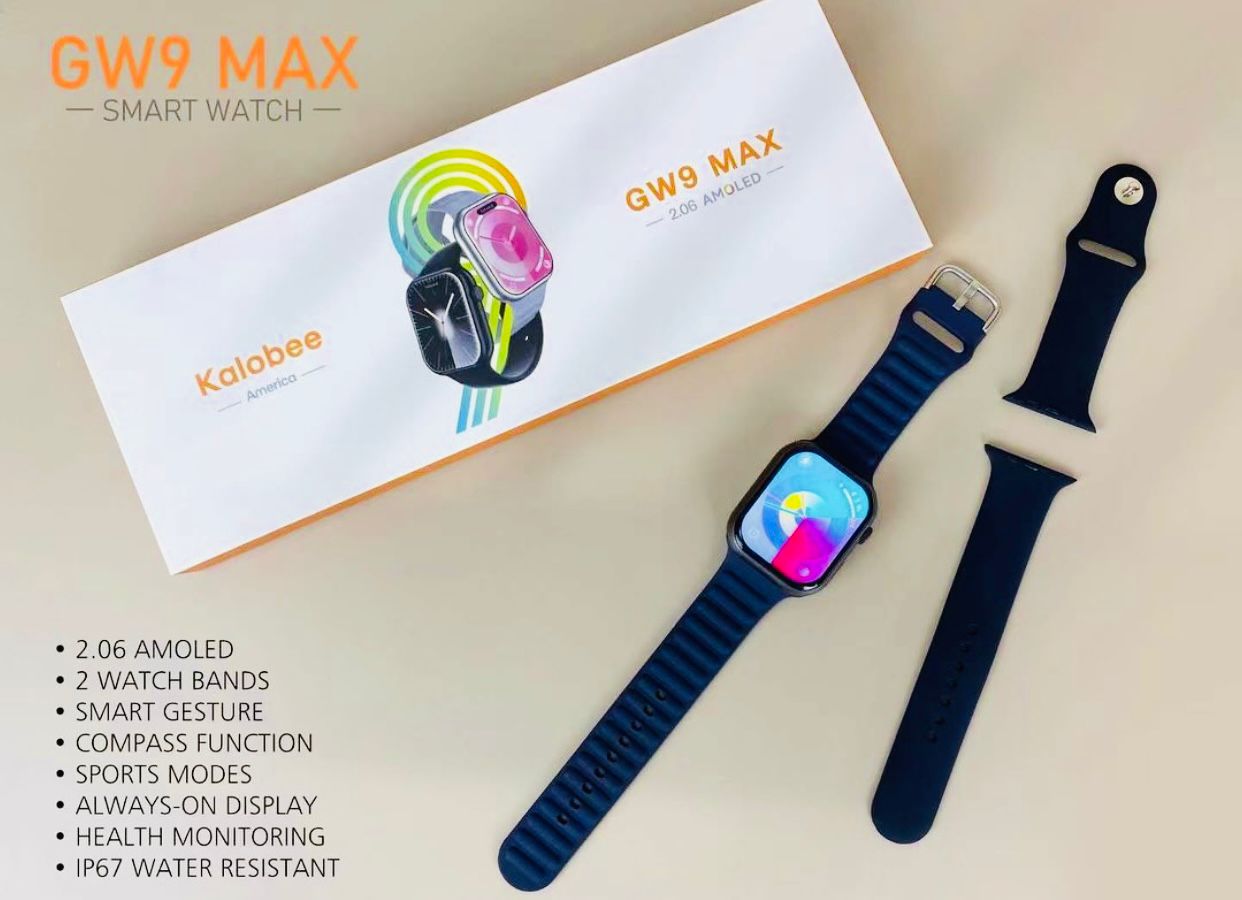 Kalobee GW9 Max Smartwatch – Always On Display | 2 Straps | NFC | Wearin OS