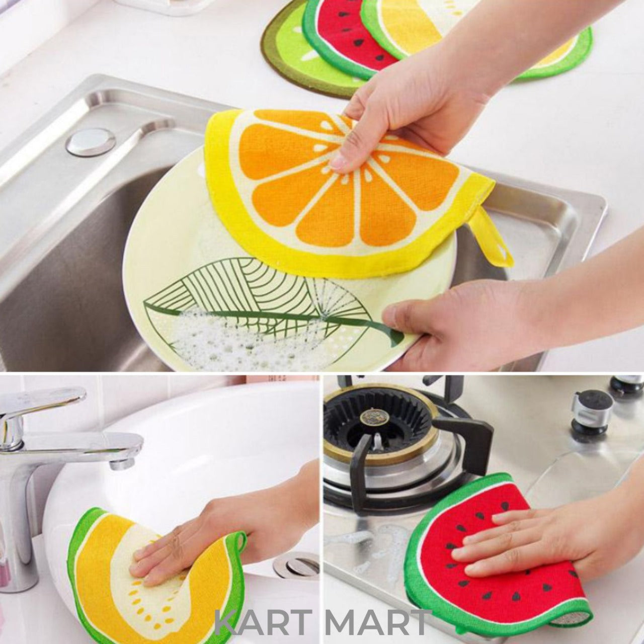 4pcs Fruit Kitchen Towels โ Soft, Absorbent & Colorful!