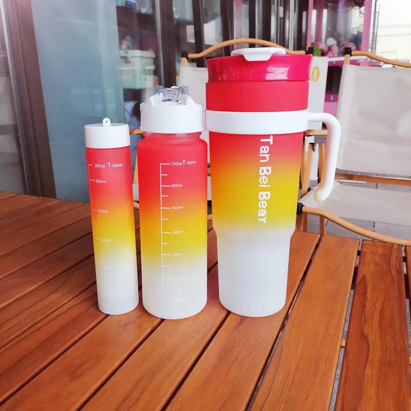 3 Pieces Leak-Proof Gradient Water Bottles Set