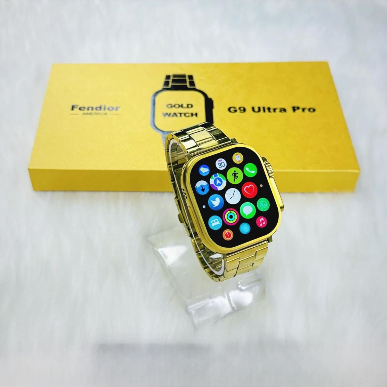 G9 Ultra Pro Smartwatch – Special Gold Edition (3 Straps + Wireless Charger)