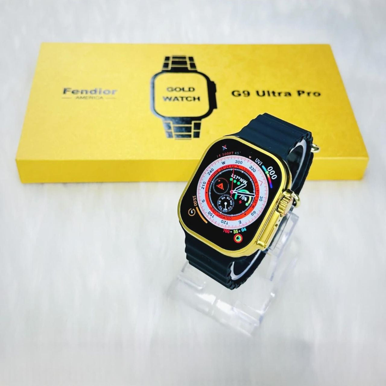 G9 Ultra Pro Smartwatch – Special Gold Edition (3 Straps + Wireless Charger)