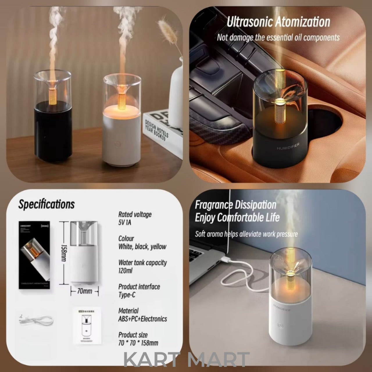 Candlelight Electric Humidifier ā Soothing Mist & Warm Glow!