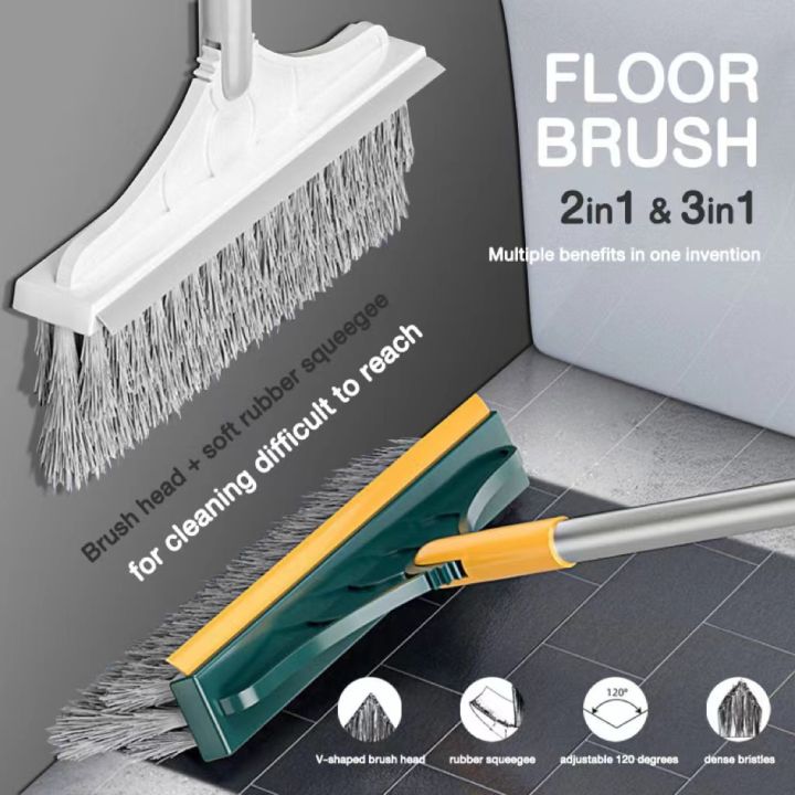 2 in 1 Wiper & Brush Bathroom Broom