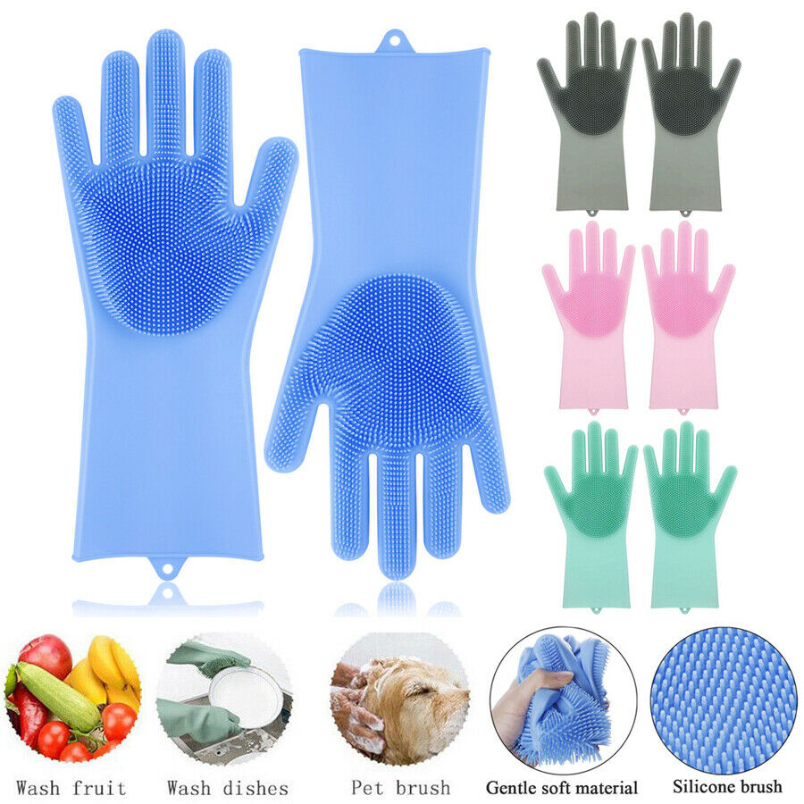 Multipurpose Silicone Cleaning Gloves with Scrubber