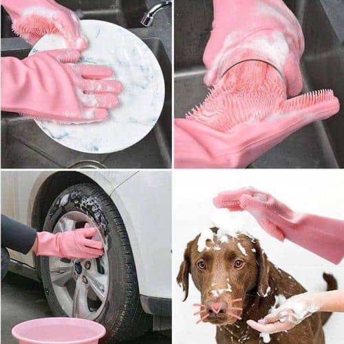 Multipurpose Silicone Cleaning Gloves with Scrubber