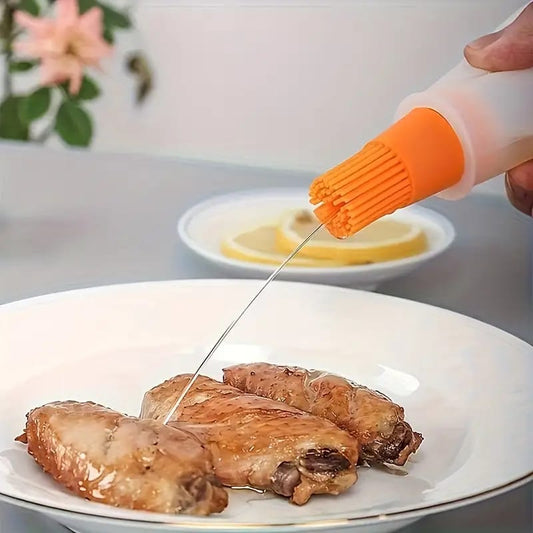 Silicone Oil Brush with Leakproof Bottle and Scale - BBQ Baking Tool