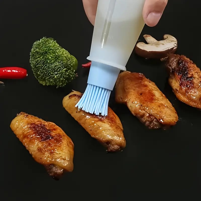 Silicone Oil Brush with Leakproof Bottle and Scale - BBQ Baking Tool