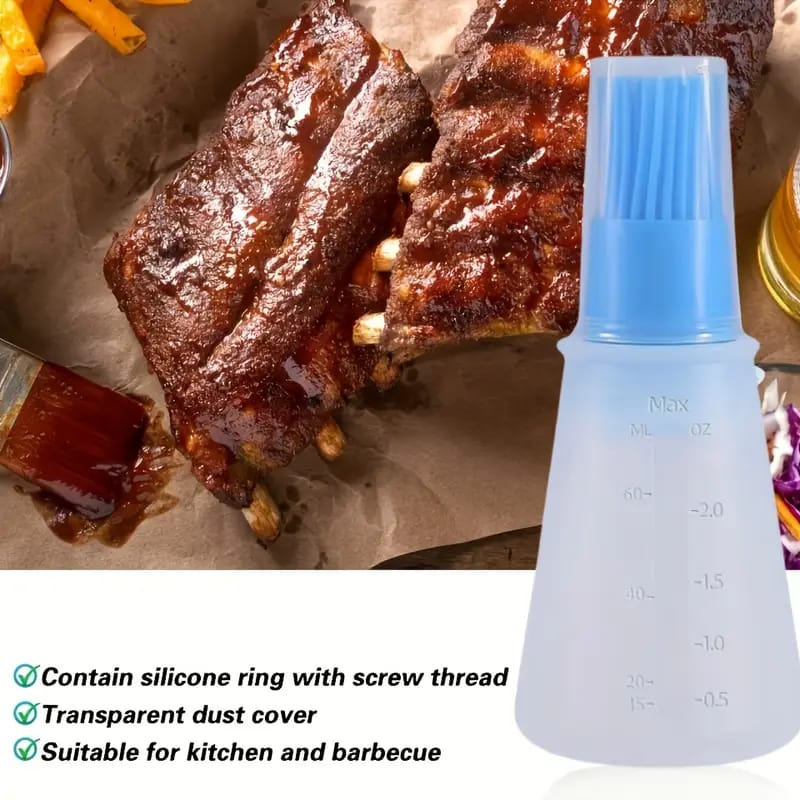 Silicone Oil Brush with Leakproof Bottle and Scale - BBQ Baking Tool