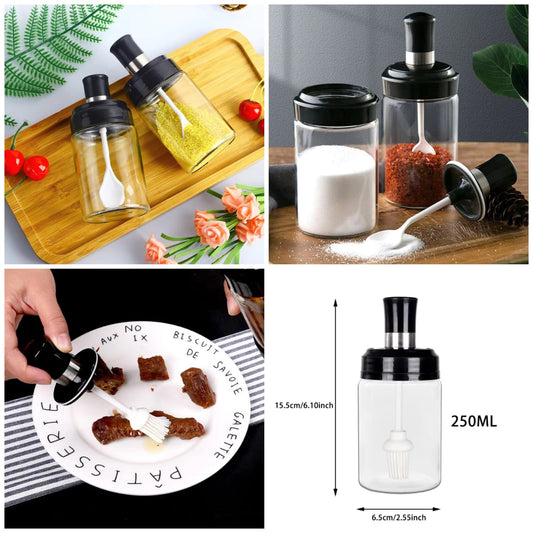 Chef Mate Oil Dispenser Glass Jar with Silicone Brush