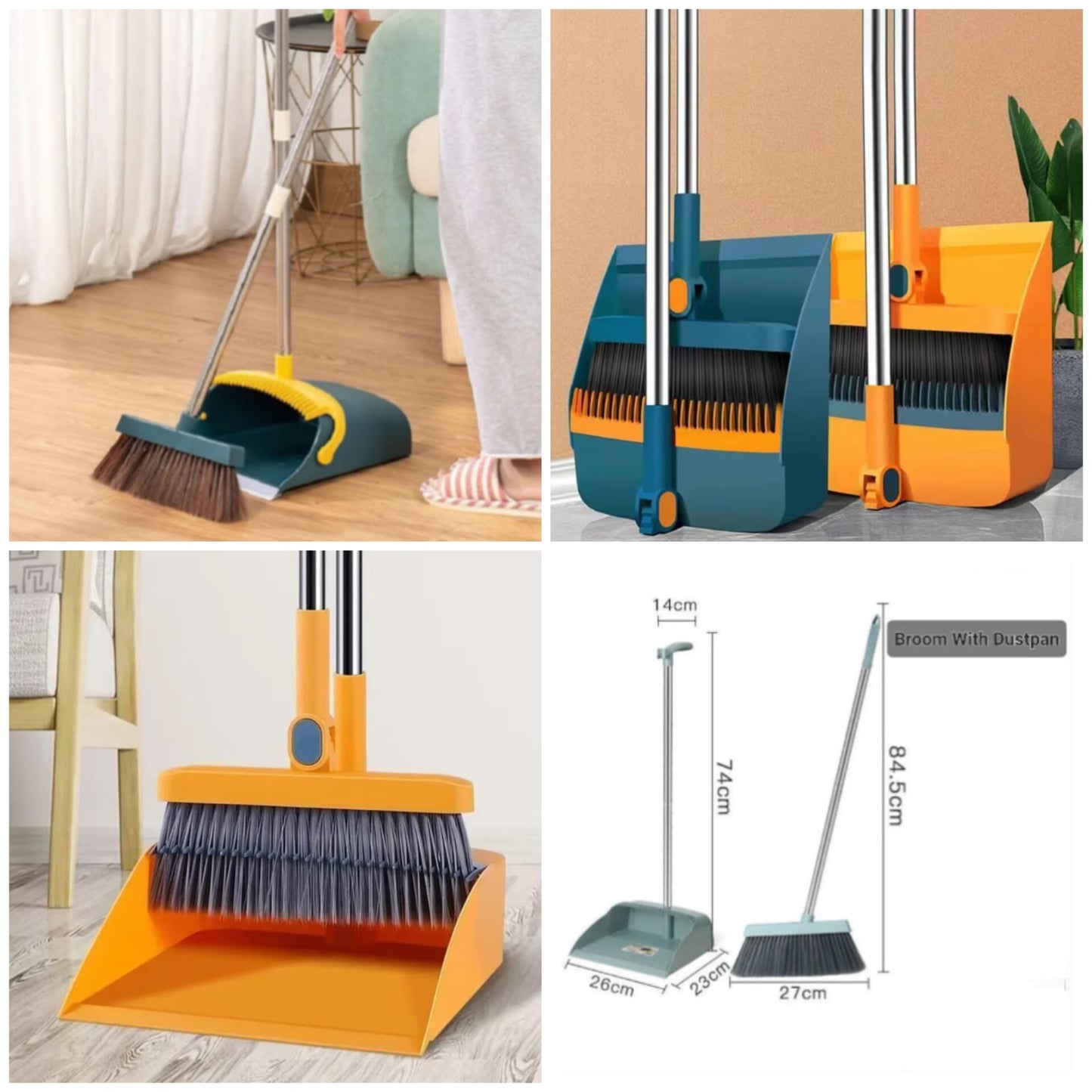 2-in-1 Attachable Broom & Dustpan Set