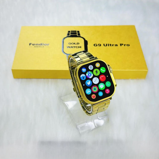G9 Ultra Pro Smartwatch – Special Gold Edition (3 Straps + Wireless Charger)