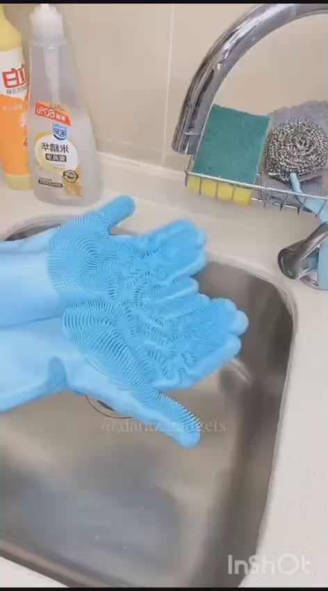 Multipurpose Silicone Cleaning Gloves with Scrubber