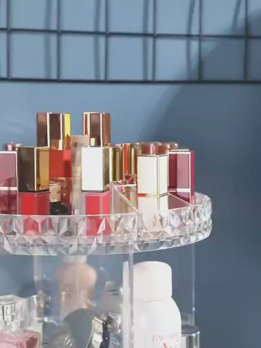 360° Rotating Diamond-Cut Cosmetic Organizer (Large Size)